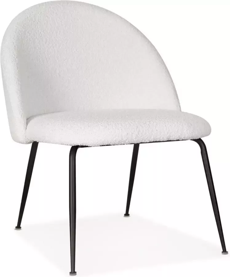 Alterego Design Alterego Lounge fauteuil 'NORVEGIA' van witte boucléstof en zwart metaal