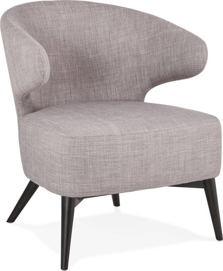 Alterego Design Alterego Lounge stoel 'ODILE' met grijze stof en zwarte houten poten