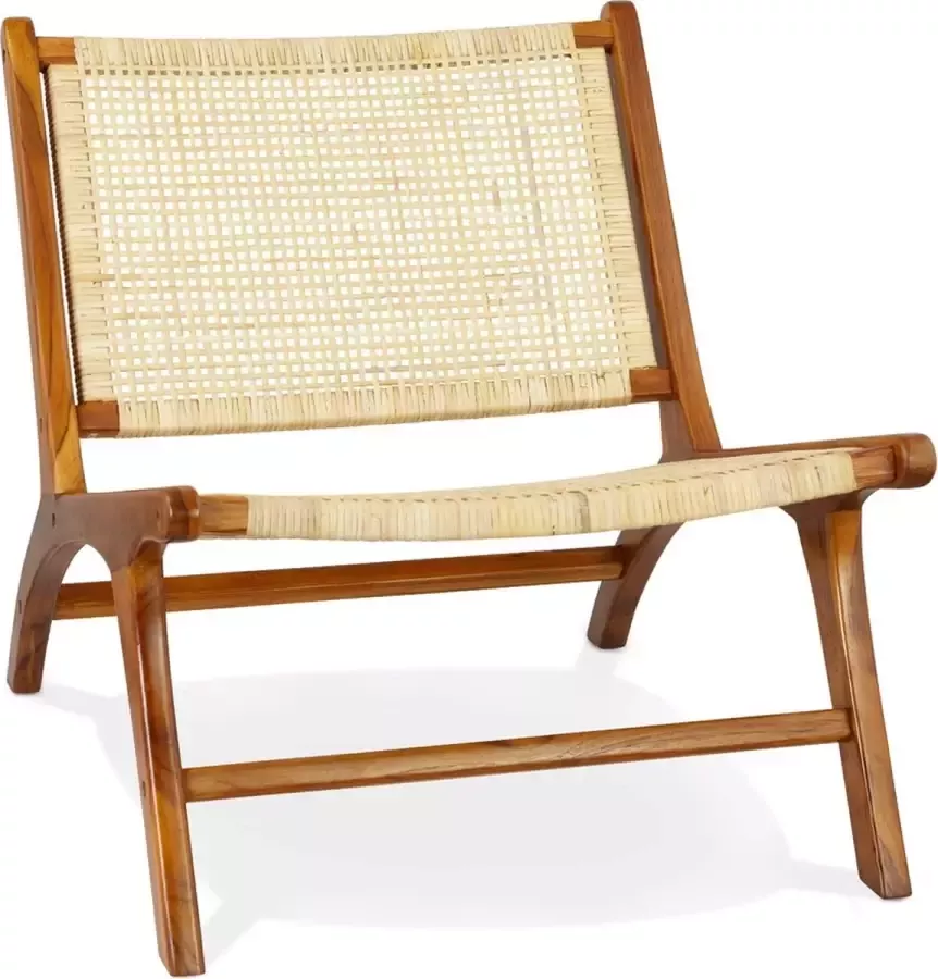 Alterego Design Alterego Loungefauteuil 'FIGARO' van teakhout en natuurlijk rotan - Foto 2