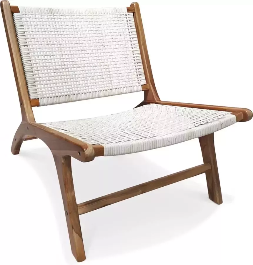 Alterego Design Alterego Loungefauteuil 'FIGARO' van teakhout en natuurlijk rotan