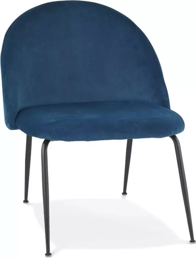 Alterego Design Alterego Loungefauteuil 'MERMAID' van blauw fluweel en zwarte metalen poten