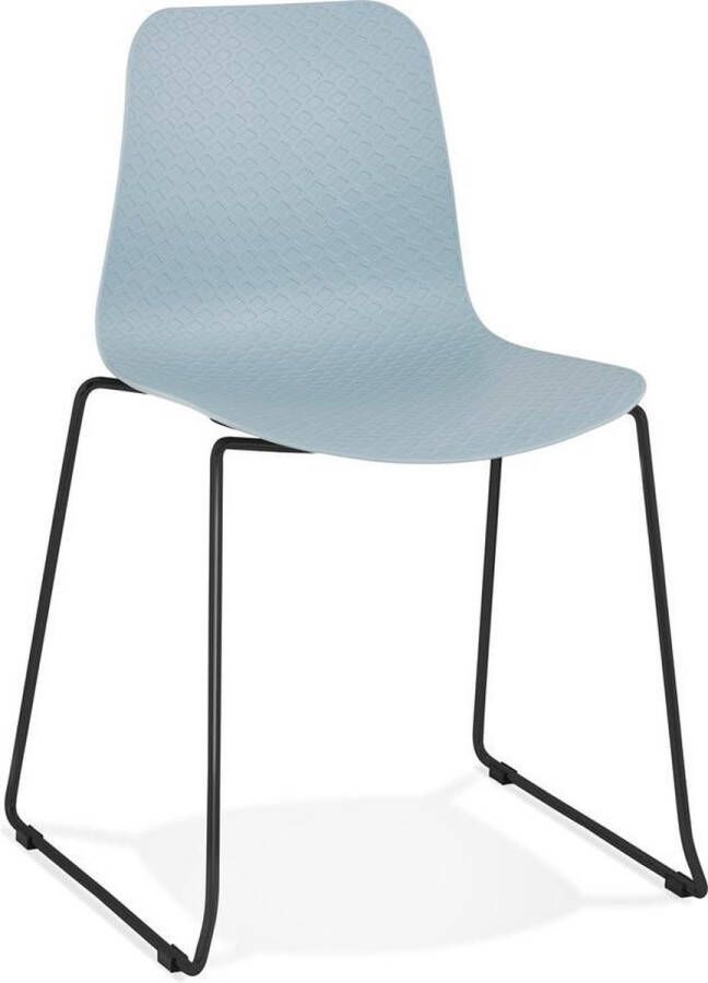 Alterego Design Alterego Moderne blauwe stoel 'EXPO' met poten van zwart metaal