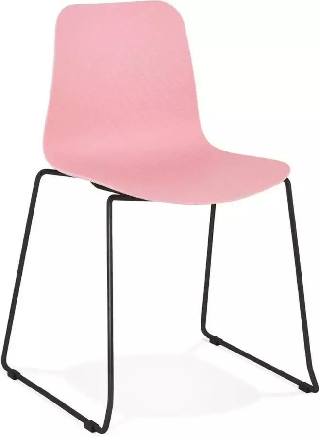 Alterego Design Alterego Moderne roze stoel 'EXPO' met poten van zwart metaal