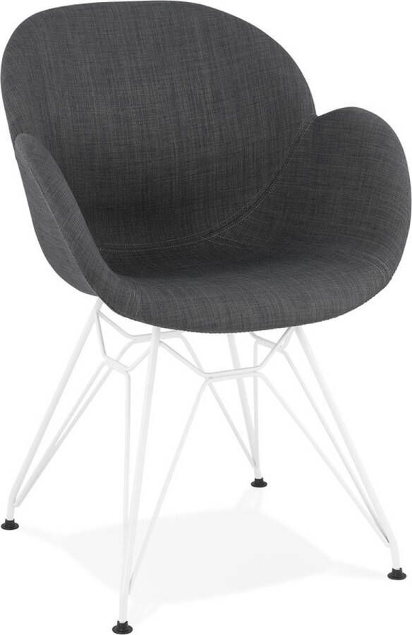 Alterego Design Alterego Moderne stoel 'ATOL' van donkergrijze stof met verchroomd metalen voeten