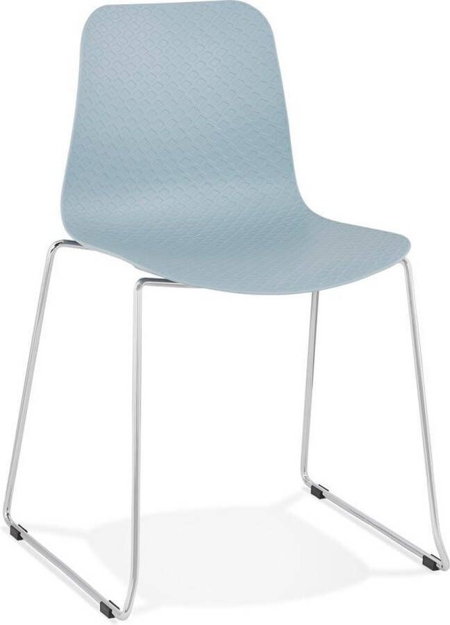Alterego Design Alterego Moderne stoel 'EXPO' van blauw kunststof met verchroomd metalen voeten