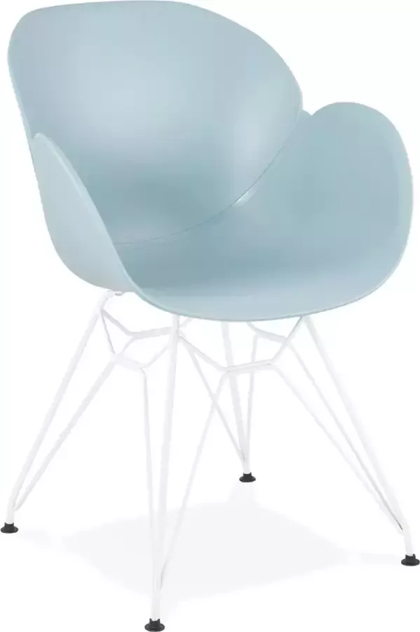 Alterego Design Alterego Moderne stoel 'FIDJI' blauw met wit metalen voeten