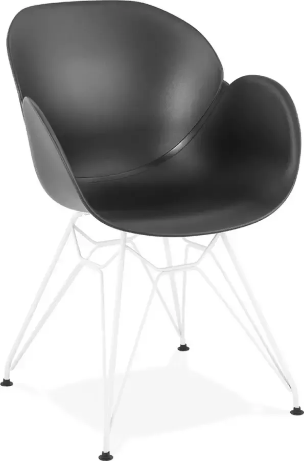Alterego Design Alterego Moderne stoel 'FIDJI' zwart met wit metalen voeten