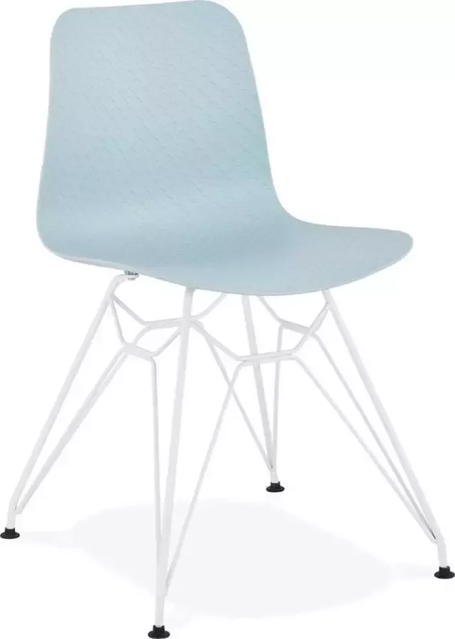 Alterego Design Alterego Moderne stoel 'GAUDY' blauw met wit metalen voet
