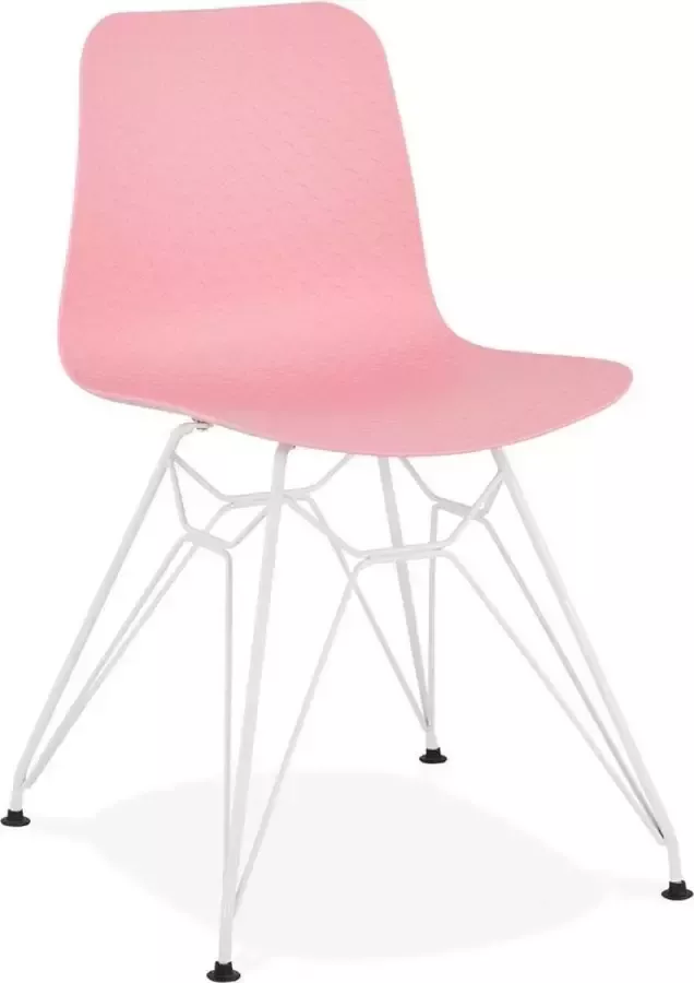 Alterego Design Alterego Moderne stoel 'GAUDY' roze met wit metalen voet
