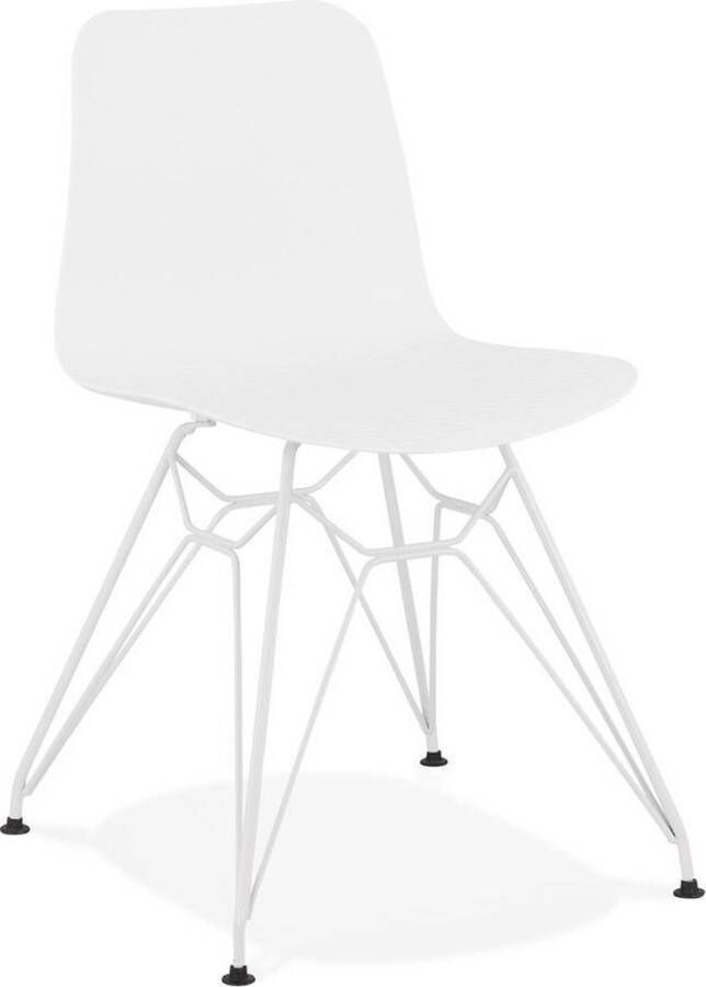 Alterego Design Alterego Moderne stoel 'GAUDY' wit met wit metalen voet