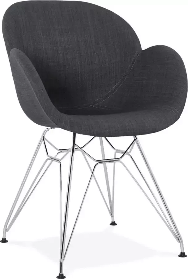 Alterego Design Alterego Moderne stoel 'ORIGAMI' met donkergrijze stof met wit metalen voeten