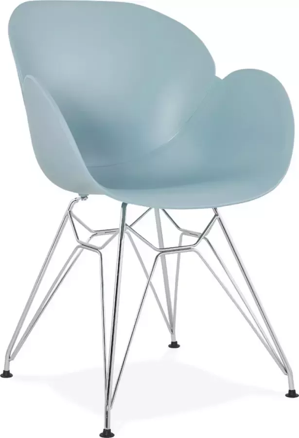 Alterego Design Alterego Moderne stoel 'UNAMI' van blauw kunststof met verchroomd metalen voeten