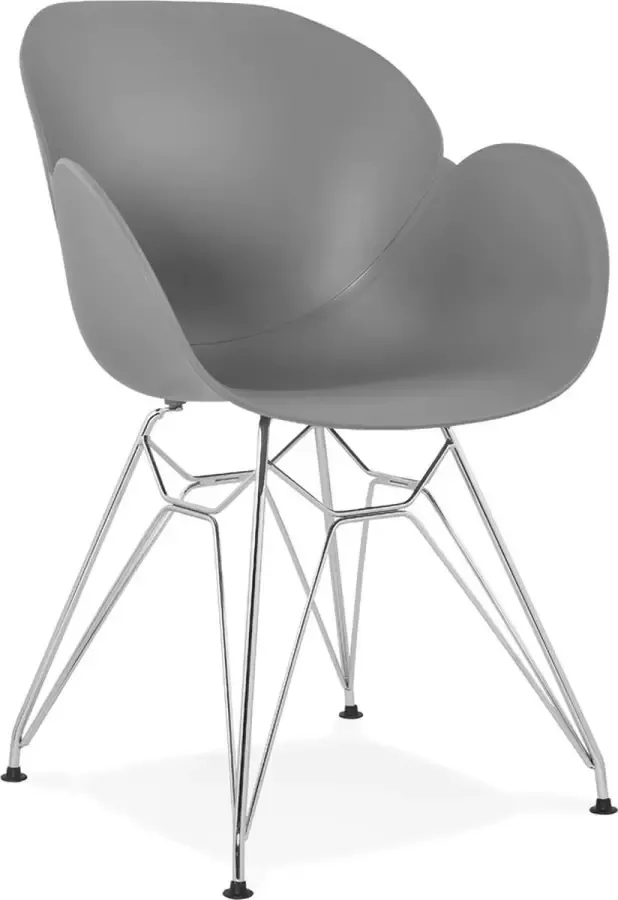Alterego Design Alterego Moderne stoel 'UNAMI' van grijs kunststof met verchroomd metalen voeten
