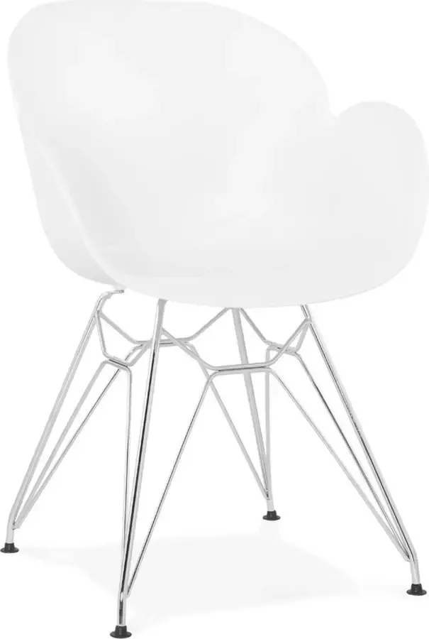 Alterego Design Alterego Moderne stoel 'UNAMI' van wit kunststof met verchroomd metalen voeten
