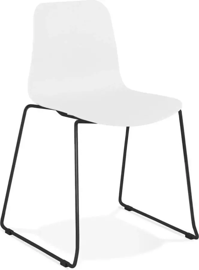 Alterego Design Alterego Moderne witte stoel 'EXPO' met poten van zwart metaal