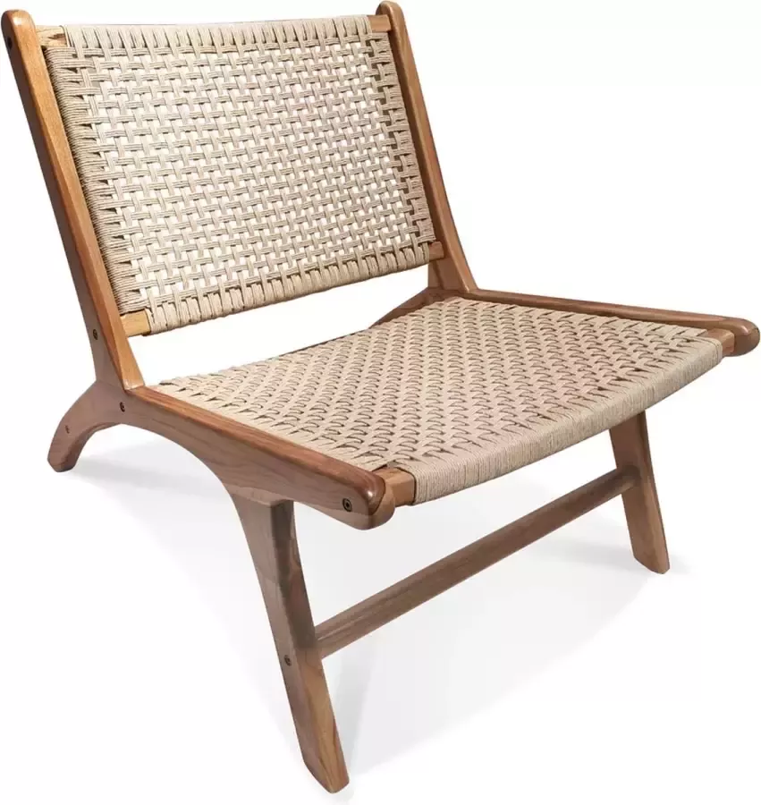 Alterego Design Alterego Natuurkleurige Loungefauteuil 'MARIANO' van teakhout en gerecycled koord