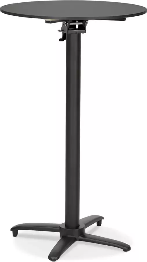 Alterego Design Alterego Opvouwbare hoge ronde zwarte tafel 'PAXTON' 68x68 cm