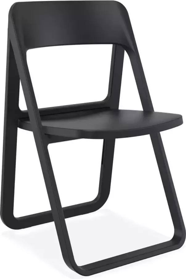 Alterego Design Alterego Opvouwbare stoel 'SLAG' van zwarte kunststof voor binnen buiten