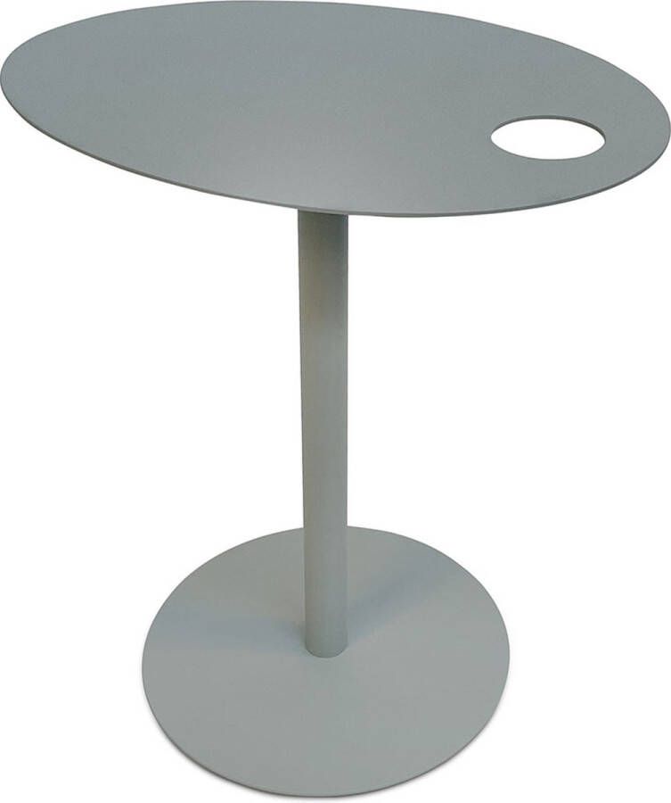 Alterego Design Alterego Ovale bijzettafel 'MASA' in grijs metaal