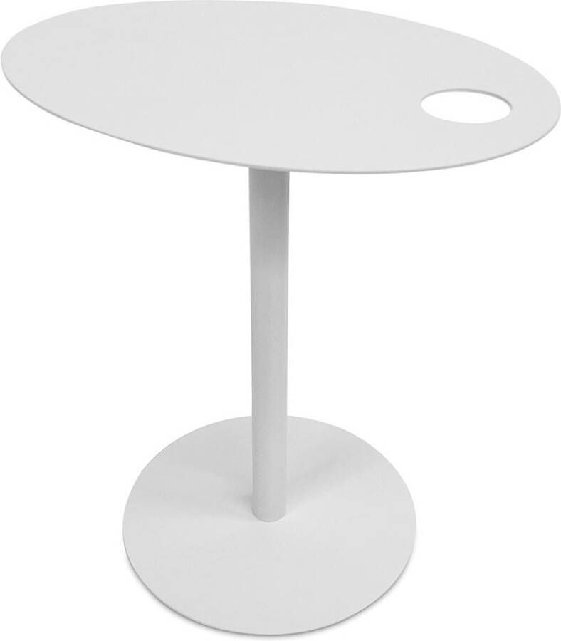 Alterego Design Alterego Ovale bijzettafel 'MASA' in wit metaal