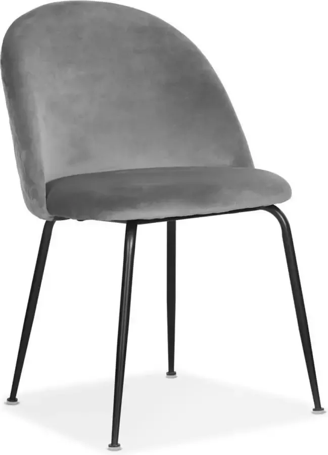 Alterego Design Alterego Retro stoel 'CLARENCE' van lichtgrijs fluweel met zwarte metalen poten