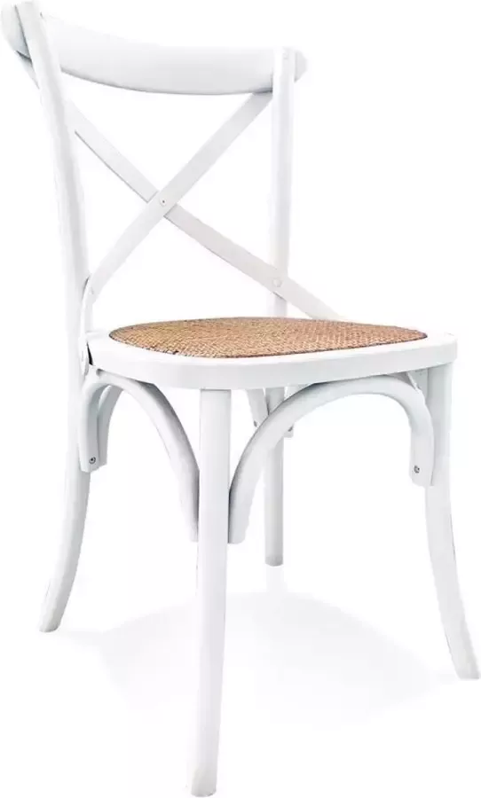Alterego Design Alterego Retro witte houten keukenstoel 'CHABLY