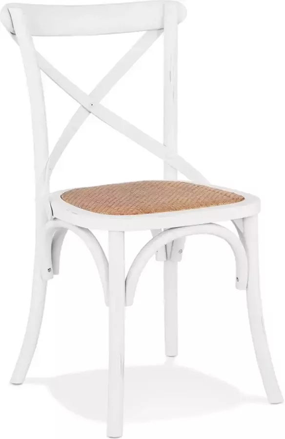 Alterego Design Alterego Retro witte houten keukenstoel 'CHABLY' bestel per 2 stuks prijs voor 1 stuk
