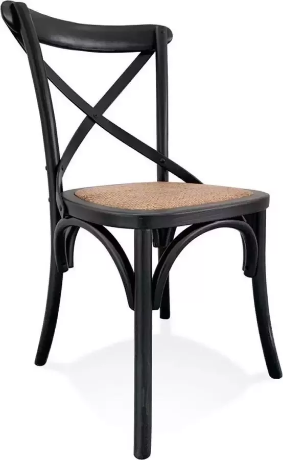 Alterego Design Alterego Retro zwarte houten keukenstoel 'CHABLY