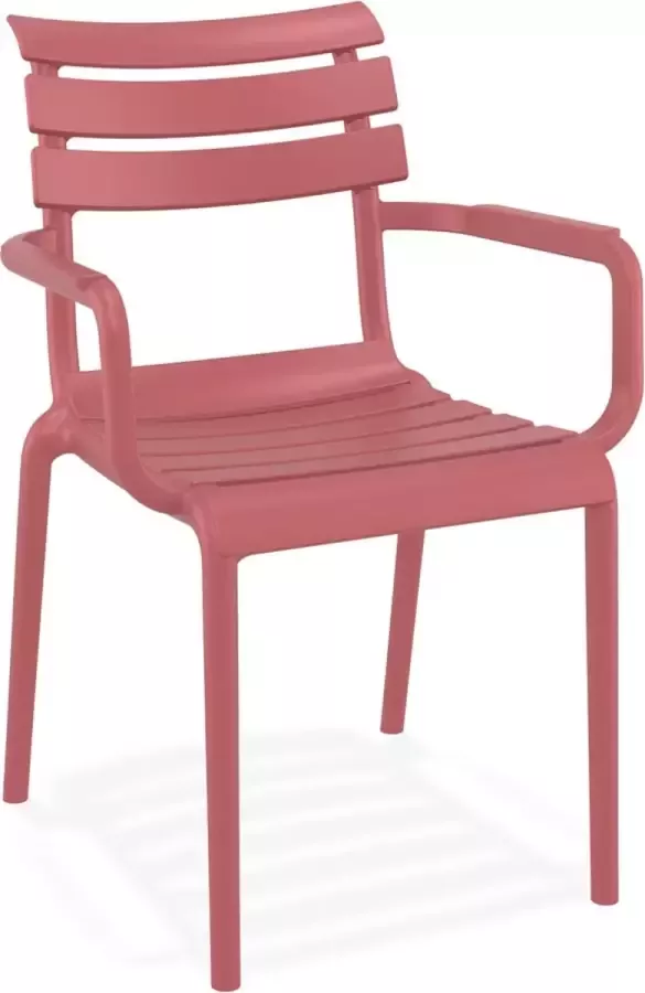 Alterego Design Alterego Rode tuinstoel 'FLORA' met armleuningen van kunststof