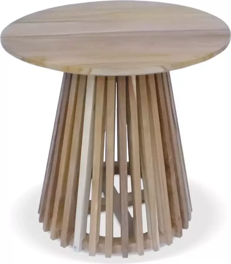 Alterego Design Alterego Rond design tafeltje 'KWAPA' van natuuurkleurig teakhout Ø 50 cm