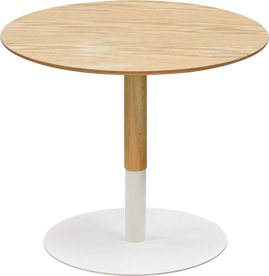 Alterego Design Alterego Ronde design salontafel 'DILA H40' in natuurlijke houtafwerking en wit metaal