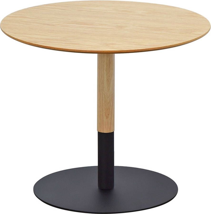 Alterego Design Alterego Ronde design salontafel 'DILA H40' in natuurlijke houtafwerking en zwart metaal