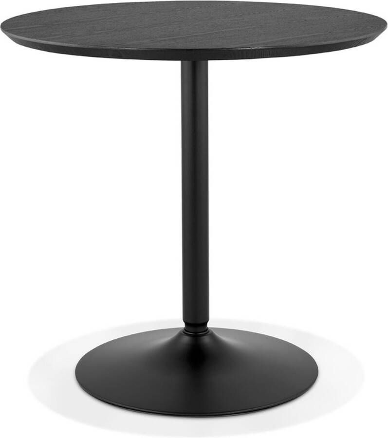 Alterego Design Alterego Ronde design tafel 'HUSH' van hout en zwart metaal Ø 80 cm