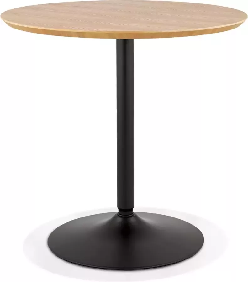 Alterego Design Alterego Ronde designtafel 'HUSH' van hout met natuurlijke afwerking en zwart metaal Ø 80 cm