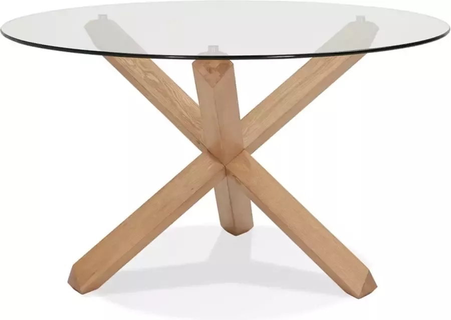Alterego Design Alterego Ronde designtafel 'MAGIK' in glas en massief eik