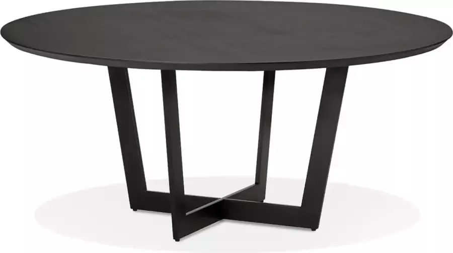 Alterego Design Alterego Ronde eettafel 'LULU' van zwart metaal en hout Ø140 cm