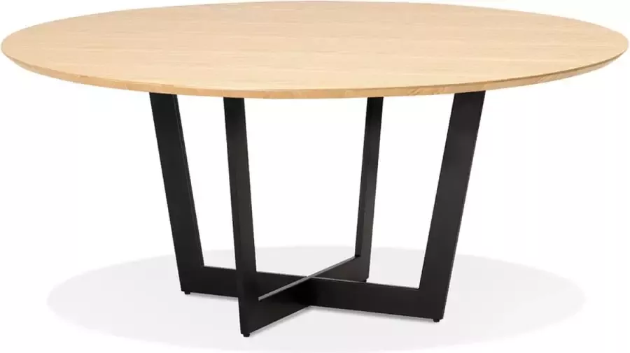 Alterego Design Alterego Ronde eettafel 'LULU' van zwart metaal en natuurkleurig hout Ø120 cm