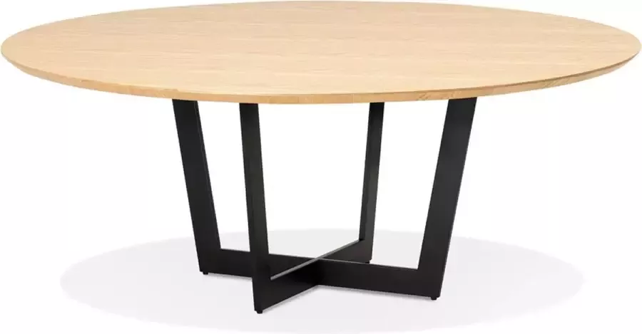 Alterego Design Alterego Ronde eettafel 'LULU' van zwart metaal en natuurkleurig hout Ø140 cm