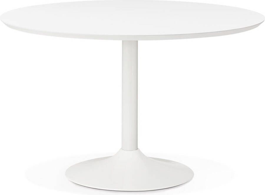 Alterego Design Alterego Ronde eettafel bureautafel 'BARABAR' van wit hout Ø 120 cm
