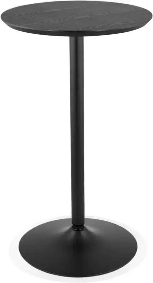 Alterego Design Alterego Ronde hoge tafel 'TAMAGO' van hout en zwart metaal Ø 60 cm