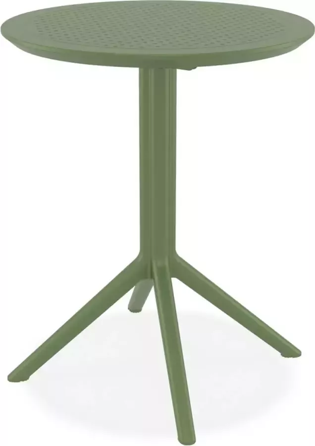 Alterego Design Alterego Ronde opvouwbare tafel 'GIMLI' van groene kunststof voor binnen buiten Ø 60 cm