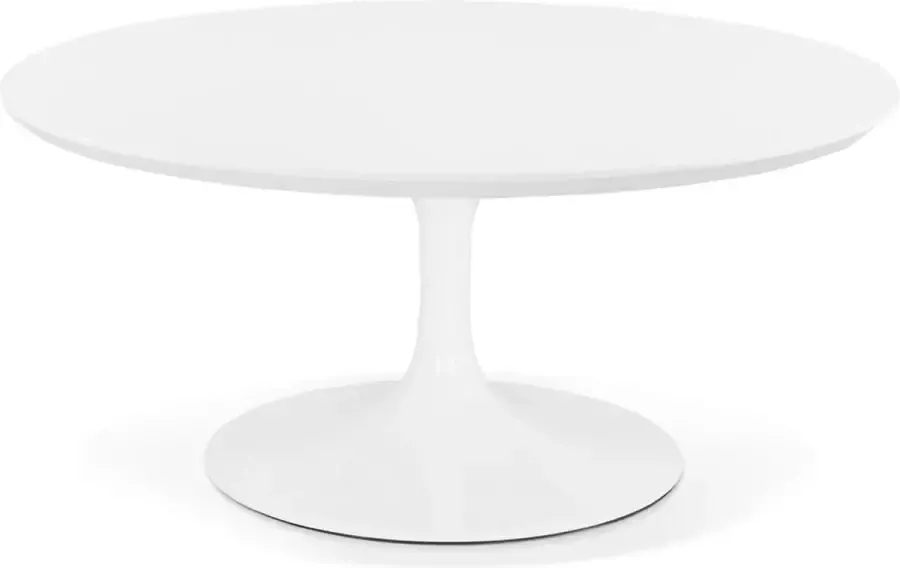 Alterego Design Alterego Ronde salontafel 'BUSTER MINI' van witte hout en witte metalen poot Ø 90 cm