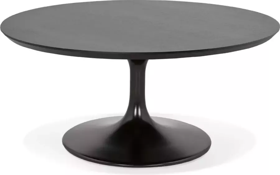 Alterego Design Alterego Ronde salontafel 'BUSTER MINI' van zwarte hout en zwarte metalen poot Ø 90 cm