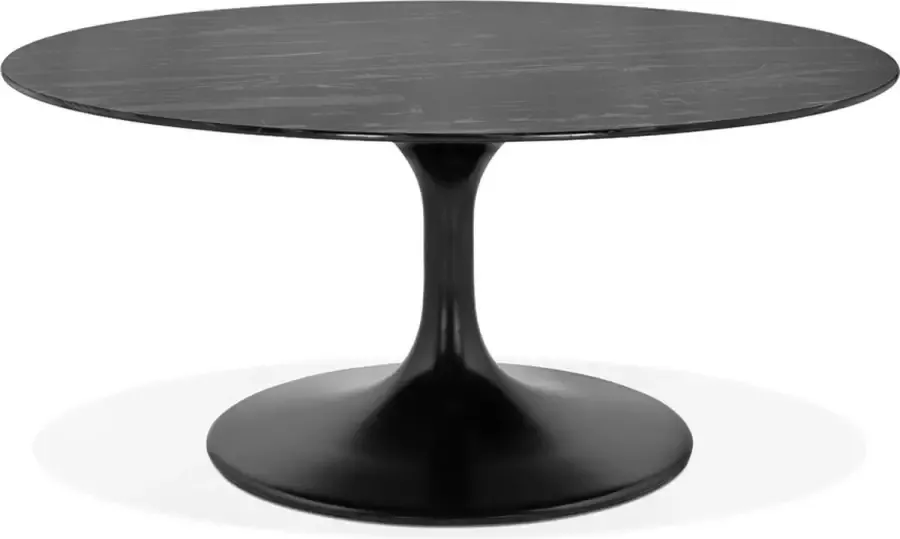 Alterego Design Alterego Ronde salontafel 'GOST MINI' van zwart glas met marmereffect