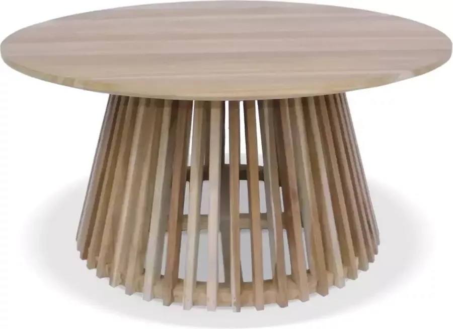 Alterego Design Alterego Ronde salontafel 'KWAPA' van natuuurkleurig teakhout Ø 80 cm