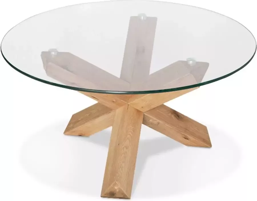 Alterego Design Alterego Ronde salontafel 'MAGIK' van glas en massief hout