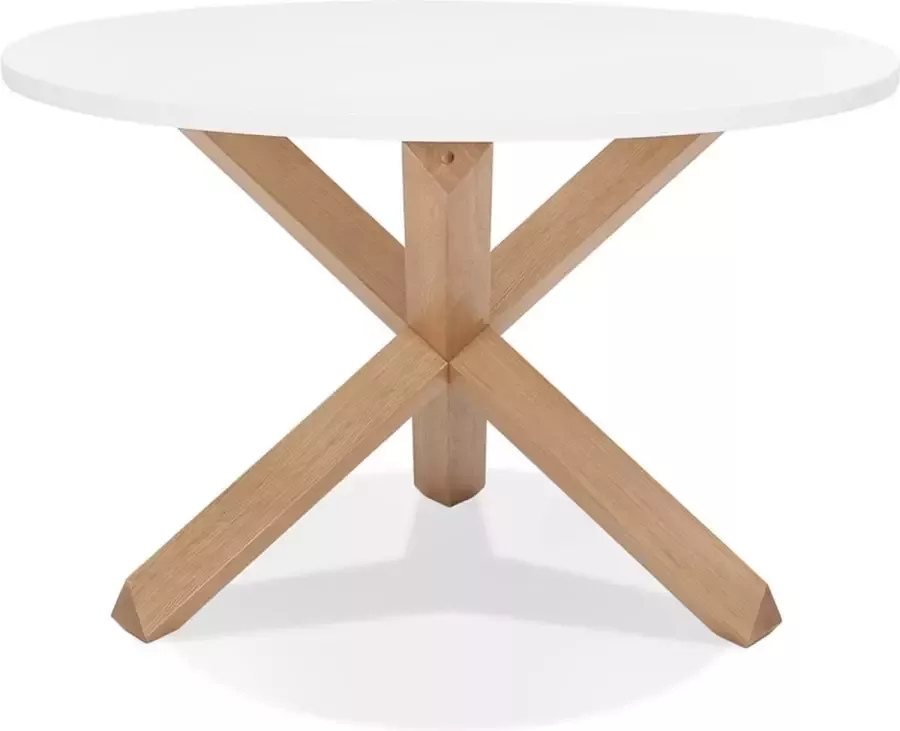 Alterego Design Alterego Ronde witte designtafel 'MARVEL' in massief eik Ø 120 cm