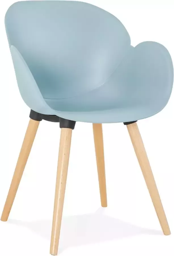 Alterego Design Alterego Scandinavische design stoel 'PICATA' blauw met houten poten