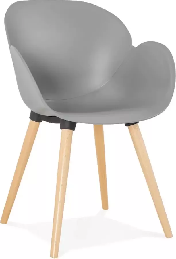 Alterego Design Alterego Scandinavische design stoel 'PICATA' grijs met houten poten