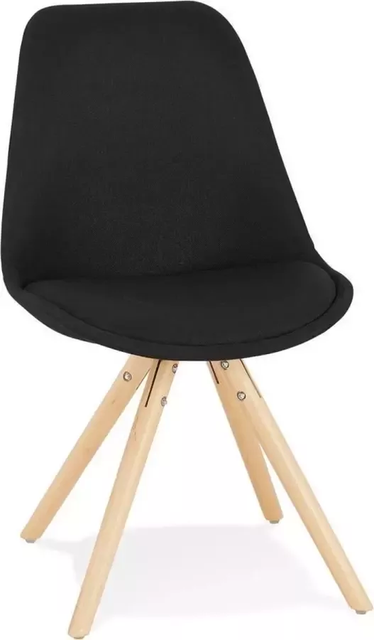 Alterego Design Alterego Scandinavische 'HIPHOP' van zwarte stof en houten poten met een natuurlijke afwerking